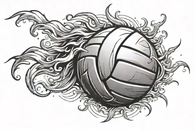 Volleyball With Fire Element Like A Fireball That Shoot Forward