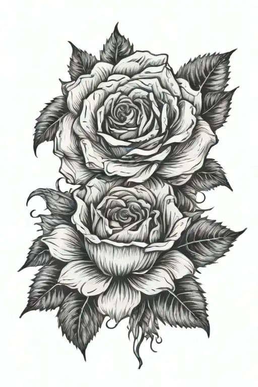 1 Rose Intertwined With A One Sunflower Blooming