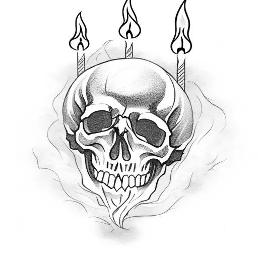 Skull With Candles And Smoke