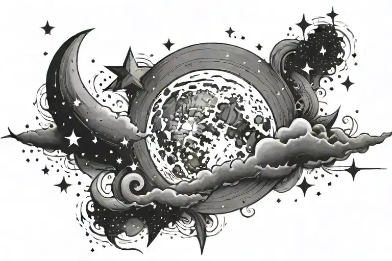 Moon Surrounded By Stars