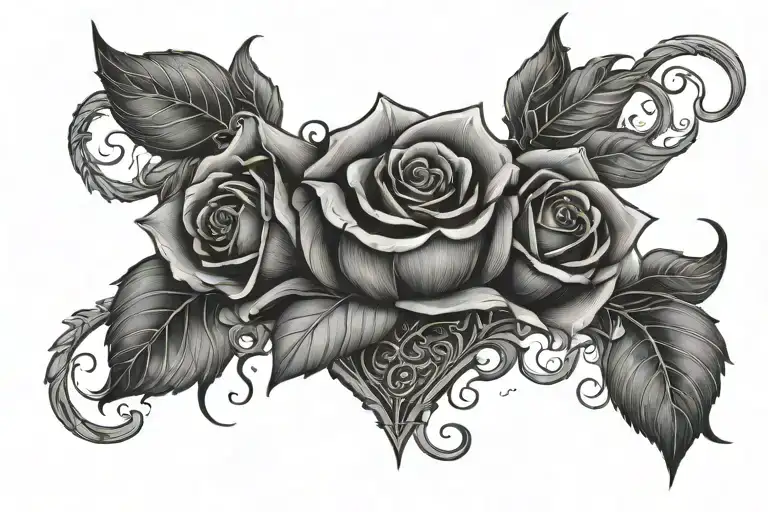 Blackout Vampire Sleeve Rose Intertwined Hearts