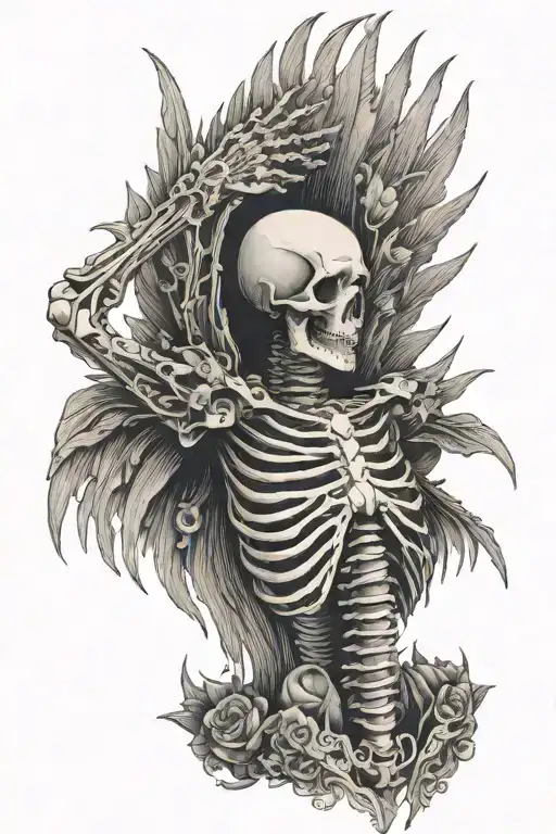 Skeleton With Skeleton Wings Spread