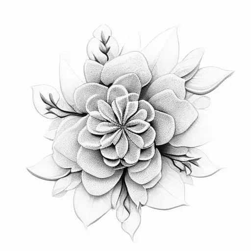 A Realistic Black And Grey Tattoo Of A Blooming Flower Branch With Intricate Details