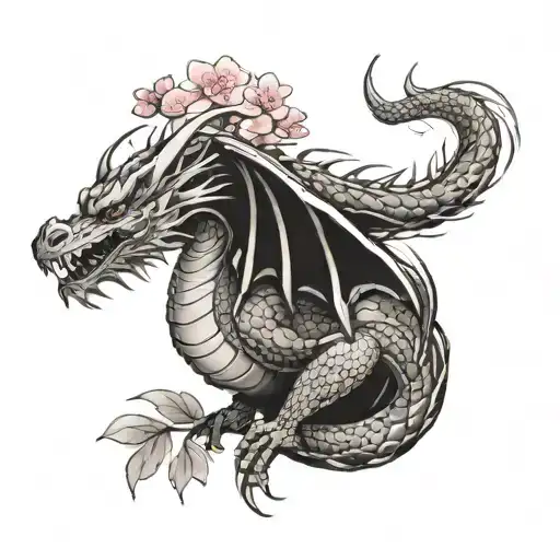 Dragon With Cherry Blossoms