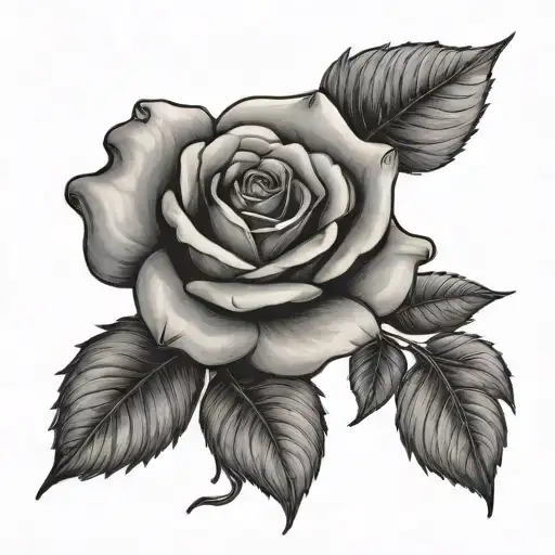 A Rose Tattoo With A Stem That Spells Out Emma