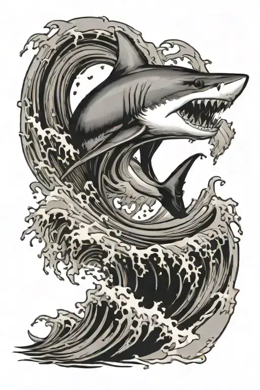 Shark Jumping Out Of Wave