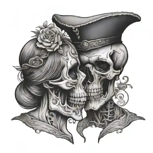 Skull Couple Kissing His Daughter