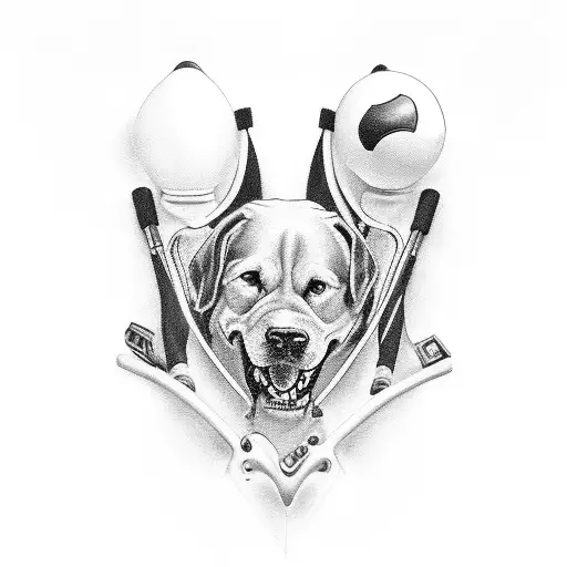 Create A Black And Grey Tattoo Of Your Family's Favorite Sports Equipment