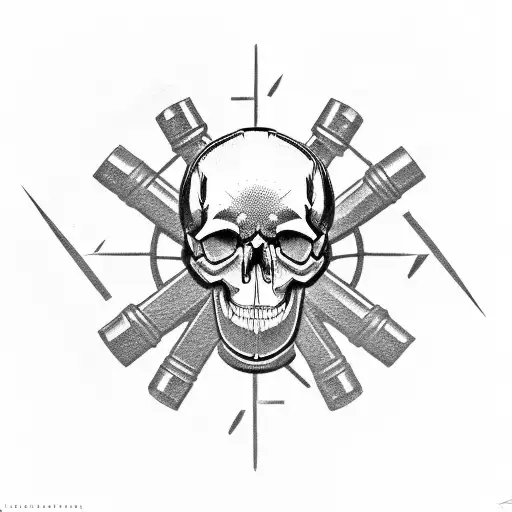 A Mechanic's Wrench And Hammer Forming A Skull With Gears