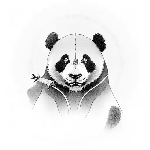 Panda Family With Ying Yang