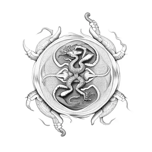 Scorpion And Dragon Intertwined In A Yin Yang Symbol