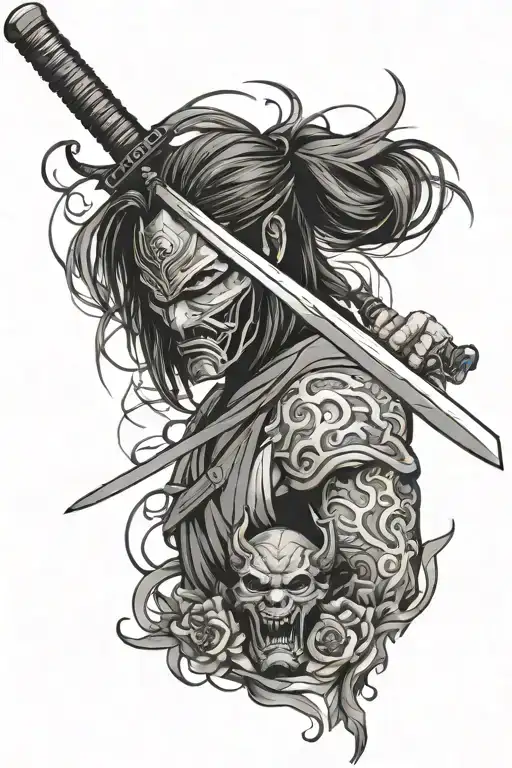 Katana With Oni Mask