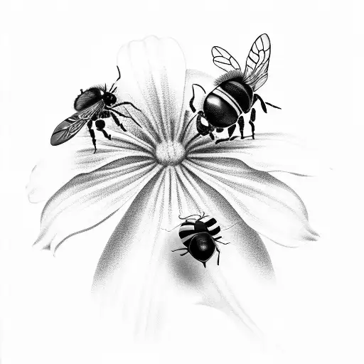 Lily Flower With A Lady Bug And A Bee