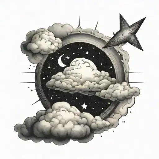 Cloud And Star Filled Sky