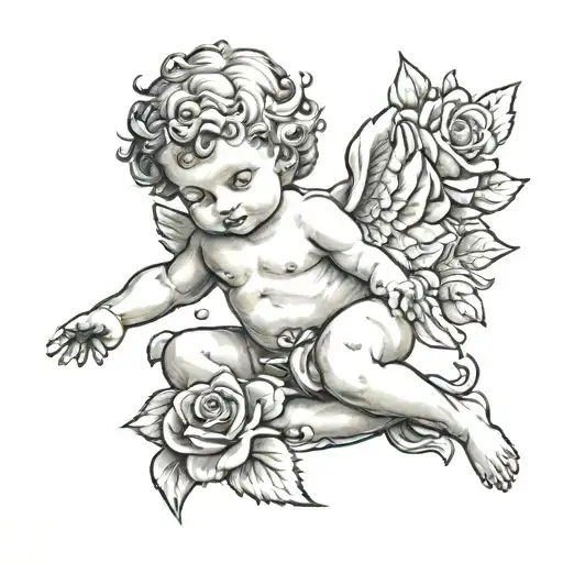 Cherub With Rose