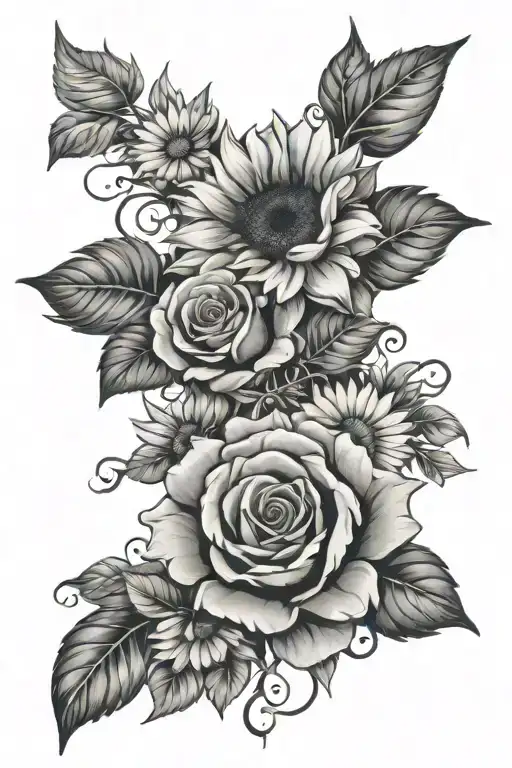 Daisy Sunflower Rose Vines Wrapped