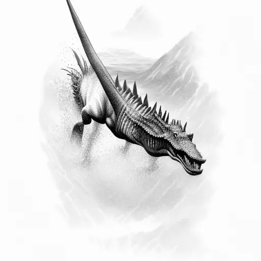 Spinosaurus Swimming In A Prehistoric Ocean
