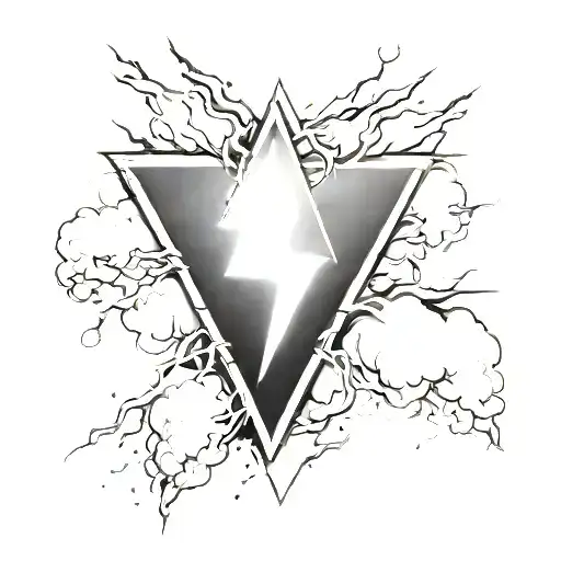 Lightning Storm Surrounding A Diamond Shaped Line Outlining