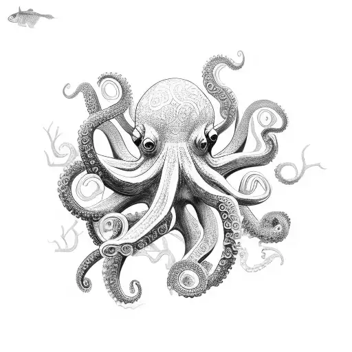 An Intricate Octopus Intertwined With A Coral Reef