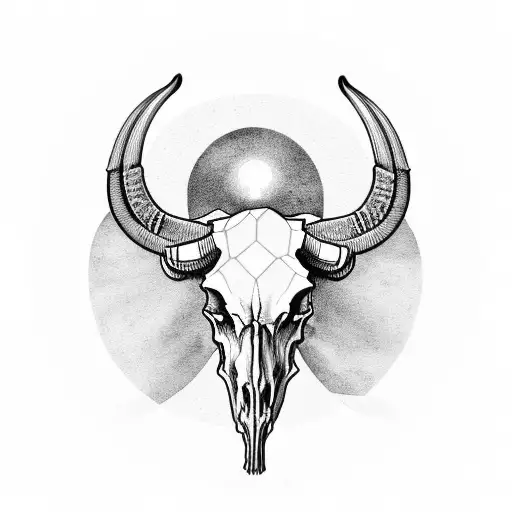 Longhorn Skull With Setting Sun Inside Skull