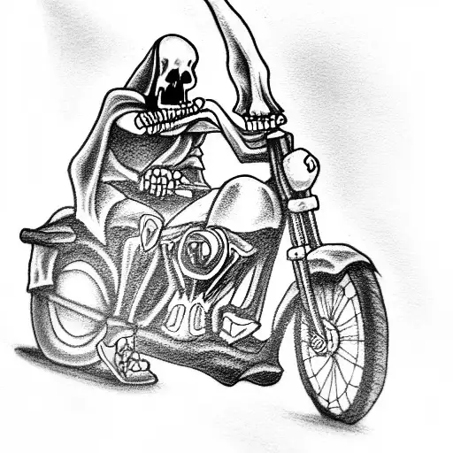 Grim Reaper Riding A Harley