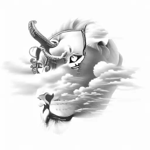 Clouds And Eyes From A Lion