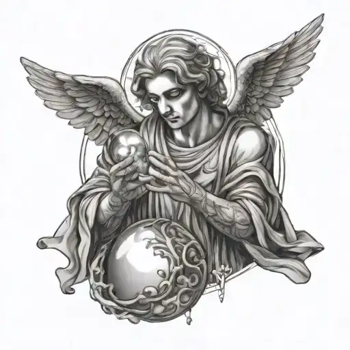 You Can A Full Body Male Angel Holding A Crystal Ball In His Hand