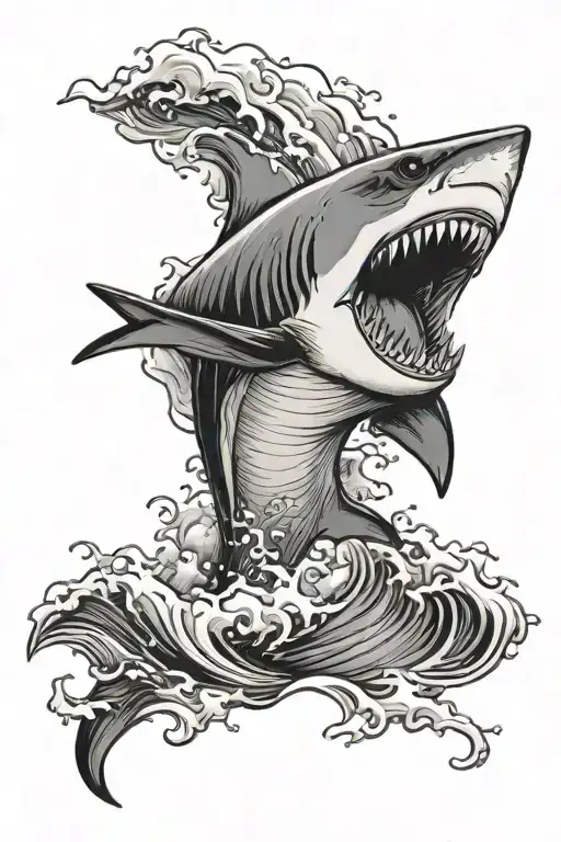 Shark Jumping Out Of Wave