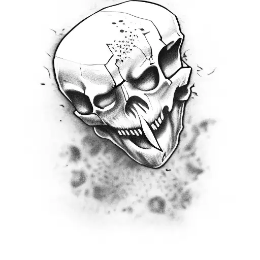 Decaying Zombie Skull With Mouth Open