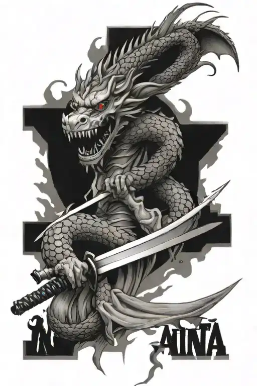 One Katana And Dragon