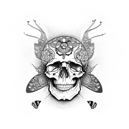 Skull And Butterfly