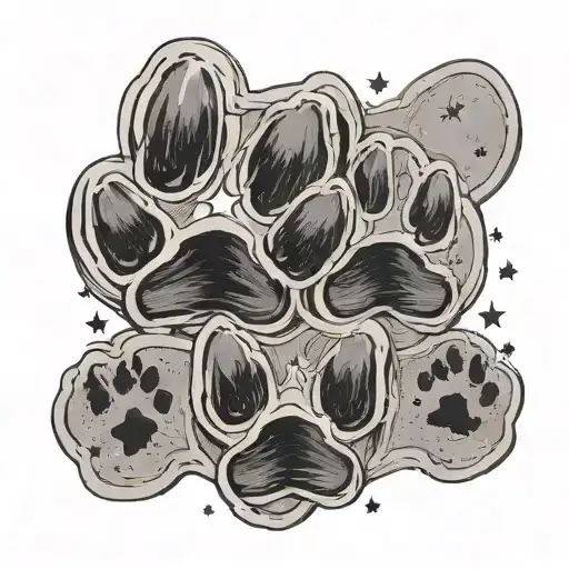 2 Dog Paws With Stars