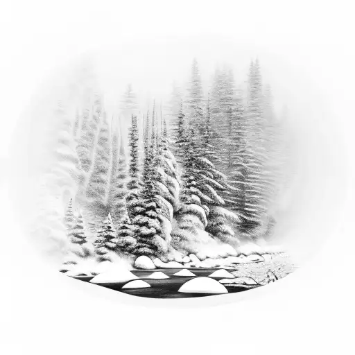 Winter Mountain River Scene