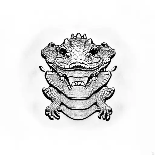 Side Angle Alligator Head In Diamond Outline