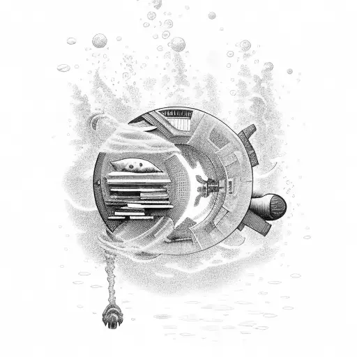 A Bookshelf Filled With Sci-fi Novels Submerged Underwater In The Ocean