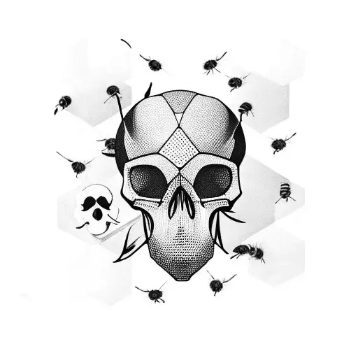 Bee That Has A Skull Back With Honeycomb