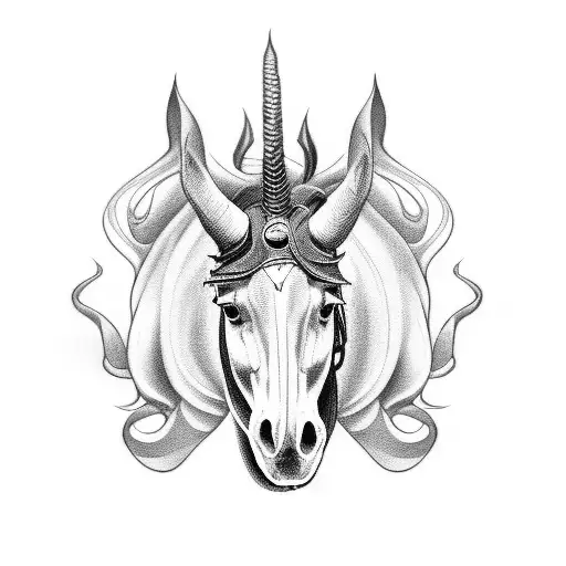 A Horse And Motorcycle Merging Into A Mythical Creature