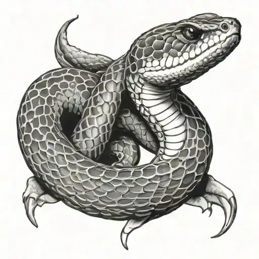 Viper Snake Tattoo Looking At A Direction While Moving