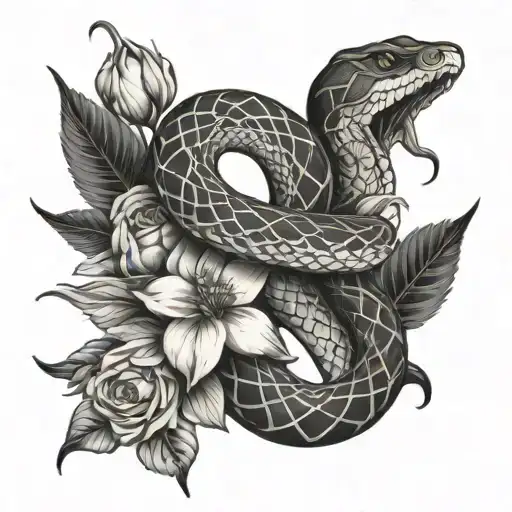 Snake Through Flowers And Snakes