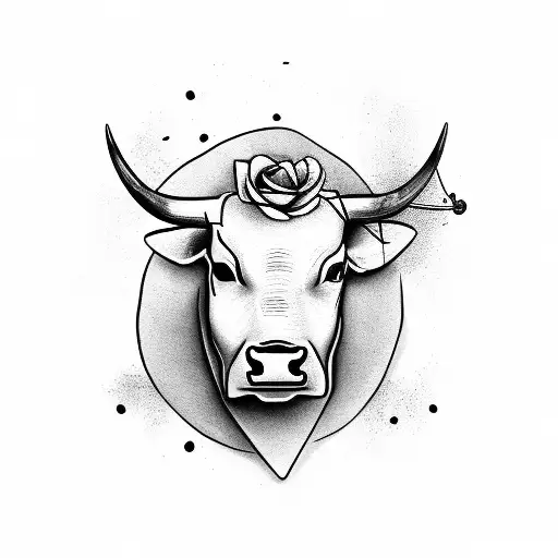 Bull With A Cross On It A Semicolon And A Rose