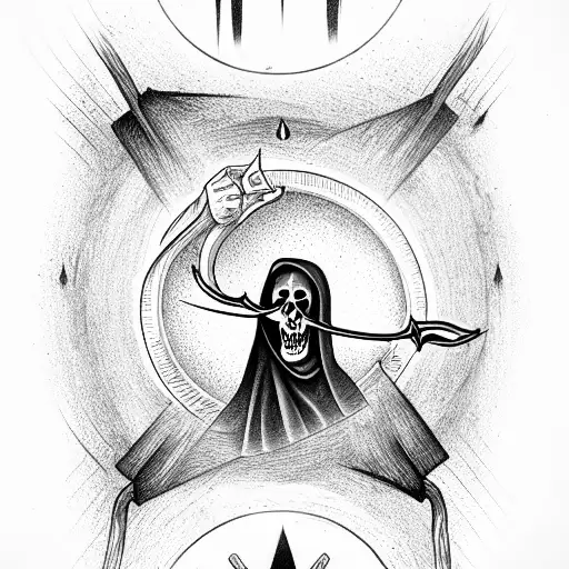 Grim Reaper All Seeing Eye With Hour Glass