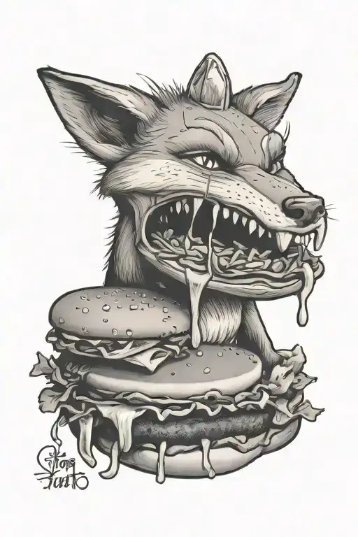 Fox Eating A Big Mac Burger
