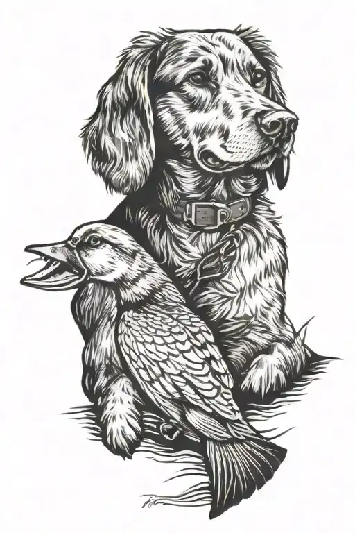 Duck Hunting Scene With Wirehaired Dog