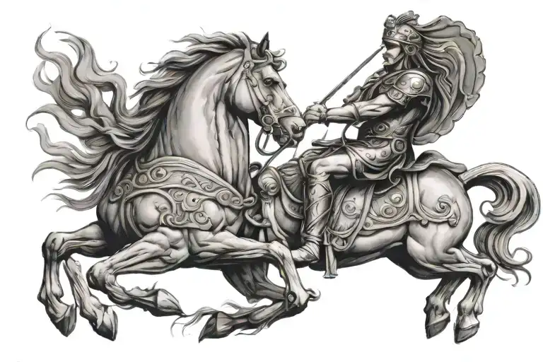 Alexander The Great With Horse Warrior