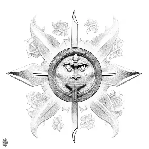 Sword With Roses And Sun