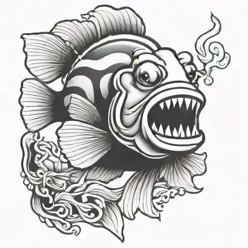 Nemo The Clown Fish Smoking A Cigarette In His Mouth