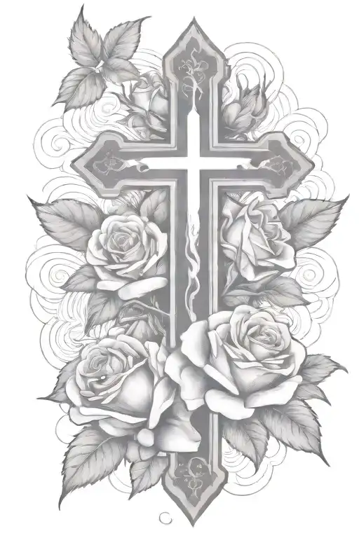 Roses With A Cross With Clouds