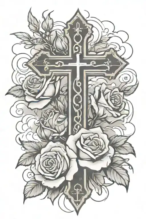 Roses With A Cross With Clouds