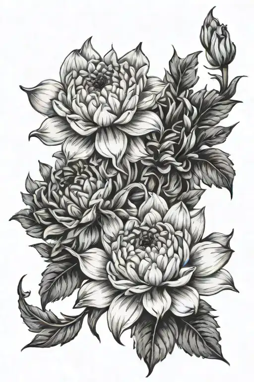 Dahlia And Gladiolus Flower With Vines