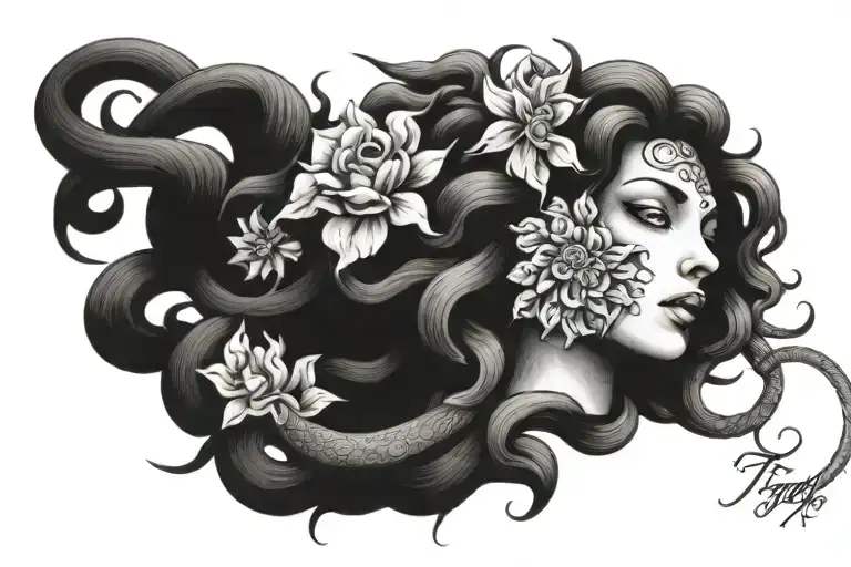 Medusa And Flowers
